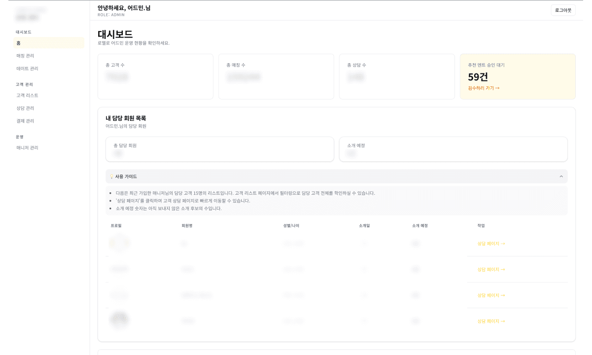 온라인 결정사 운영 및 매칭 플랫폼